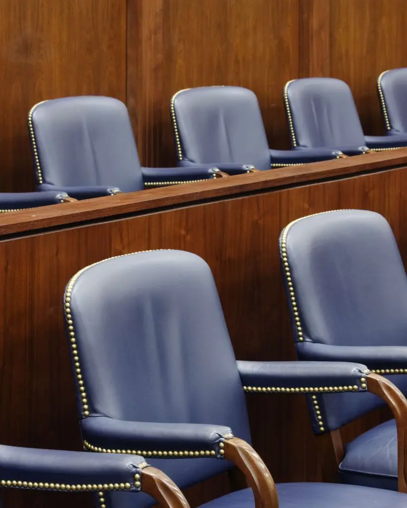 Empty Jury Seats in Courtroom