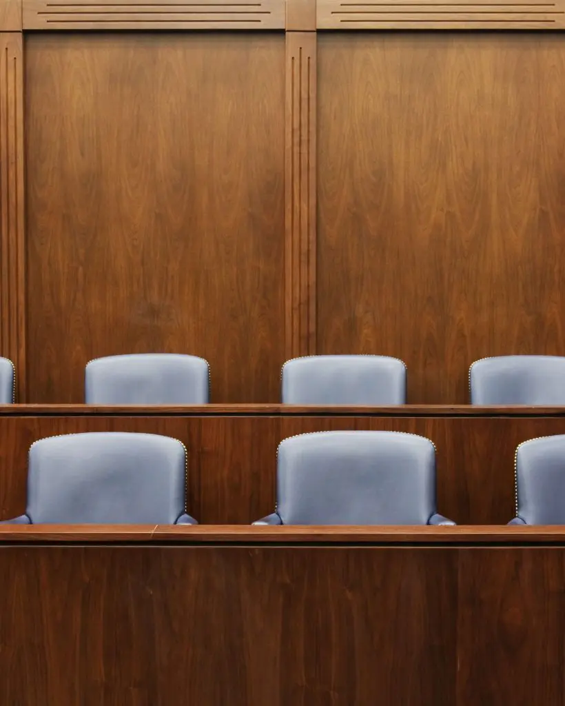 Empty Jury Seats in Courtroom